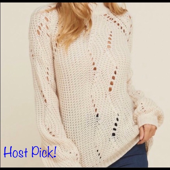 🌼HP!!🌼 Annabelle USA Beige Crochet Knit Sweater - Picture 1 of 5